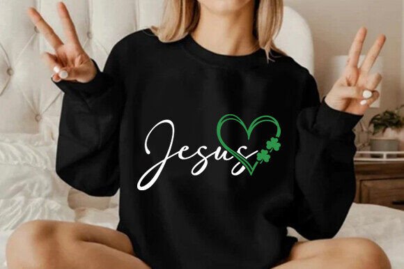 Jesus Heart Shamrock SVG: Graphics & T-Shirt Designs